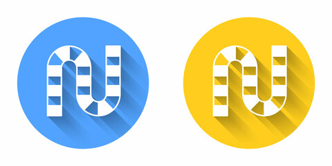 White Board game icon isolated with long shadow background. Circle button. Vector