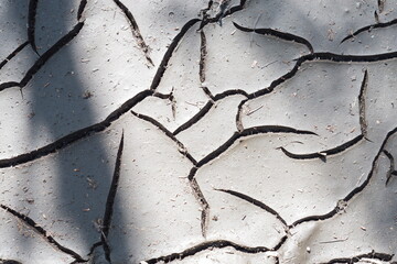 Cracks in the dry ground, drought.