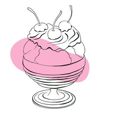 Ice cream icons. Graphic drawn with colored spots, isolated on white background