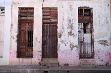 Entrance to an ancient house in the city of Camaguey, Cuba