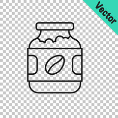 Black line Coffee jar bottle icon isolated on transparent background. Vector