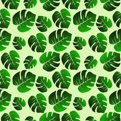 seamless pattern with nature leaves tropical palms