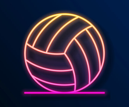 Glowing neon line Volleyball ball icon isolated on black background. Sport equipment. Vector
