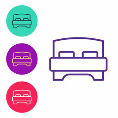 Obraz premium Set line Big bed for two or one person icon isolated on white background. Set icons colorful. Vector