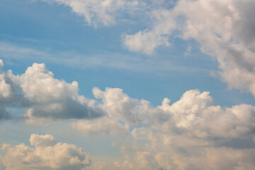 Blue sky background with white striped clouds. blue sky panorama may use for sky replacement