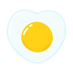 Cute funny fried egg character. Vector hand drawn cartoon kawaii character illustration icon. Isolated on white background. Fried egg character concept