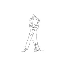 love couple dancing happily. Continuous line drawing. Illustration icon vector