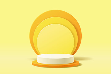 Yellow orange abstract 3D minimal geometric shape scene for product presentation background