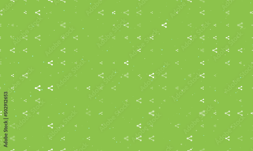 Poster seamless background pattern of evenly spaced white share symbols of different sizes and opacity. vec
