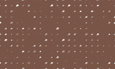Seamless background pattern of evenly spaced white iron symbols of different sizes and opacity. Vector illustration on brown background with stars