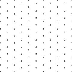 Square seamless background pattern from black number two symbols. The pattern is evenly filled. Vector illustration on white background