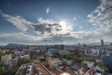 Barcelona skyline with passing clouds