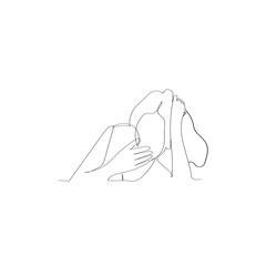 people are tired and sleepy . Continuous line drawing. Illustration icon vector