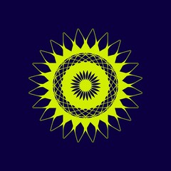 Beautiful flower abstract single pattern. Round ribbon, mandala, decorative, icon, template, sunflake, etc.