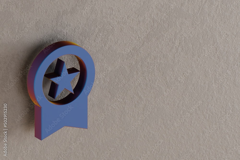 Aufkleber beautiful abstract illustrations blue workspace premium symbol icons on a wall background. 3d render
