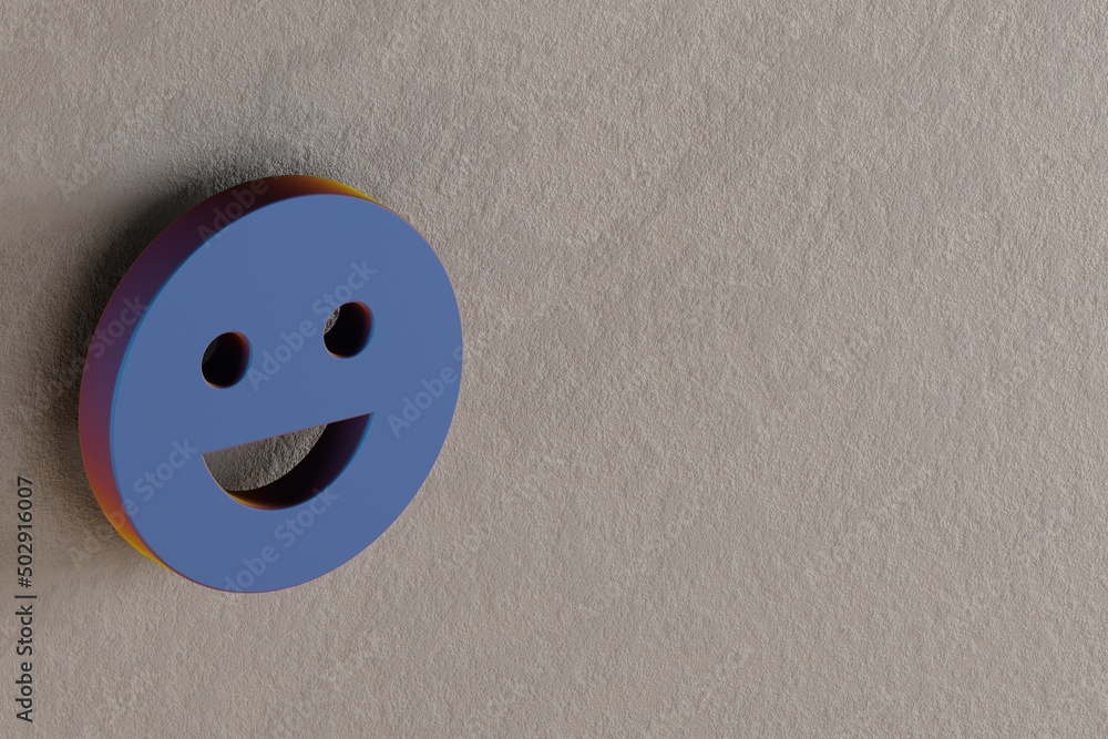 Poster beautiful abstract illustrations blue emoji emotions symbol icons on a wall background. 3d rendering