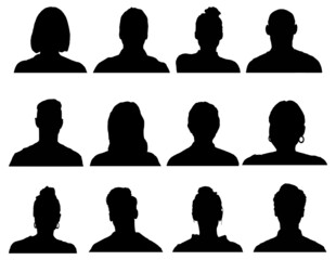 Collection head silhouette man and woman. Avatar profile sign.Vector illustration.