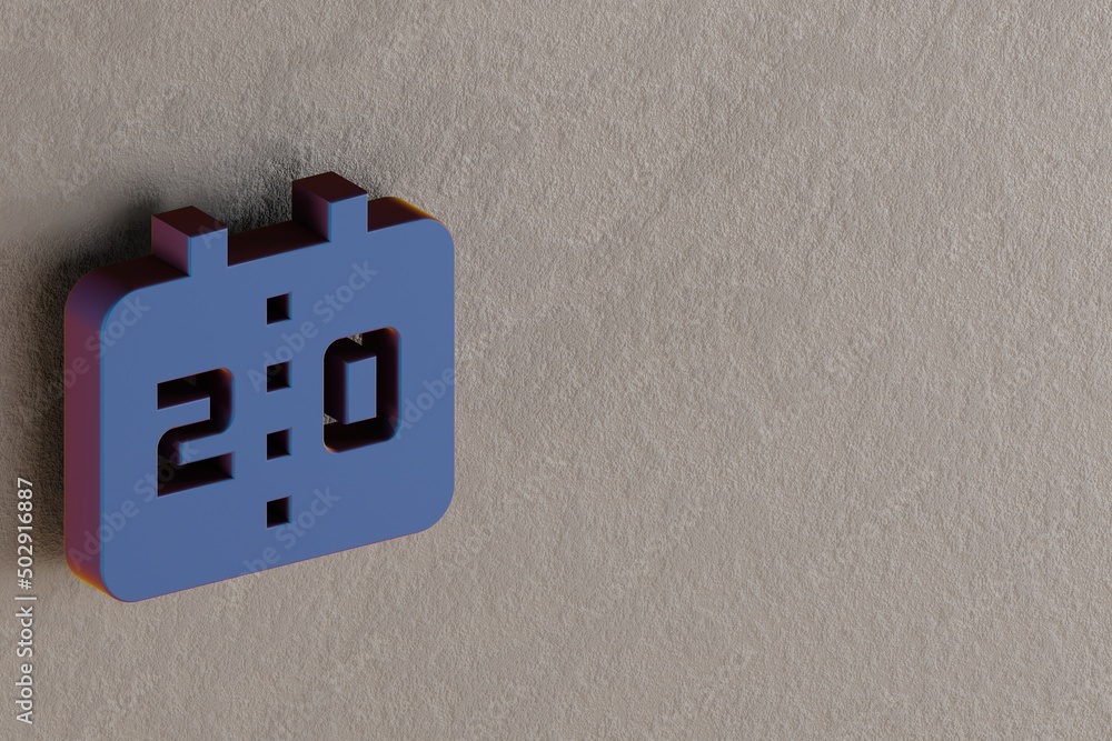 Poster beautiful abstract illustrations blue scoreboard symbol icons on a wall background. 3d rendering ill