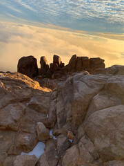 Sunrise at Sinai Mountain,  early morning at Holy Mount Moses in Egypt, Africa. Beautiful view from the top of the mountain