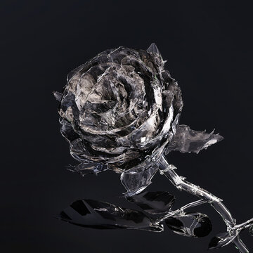 Roses made of glass. 3D illustration.