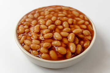 baked beans on a white background