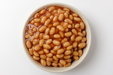 baked beans on a white background