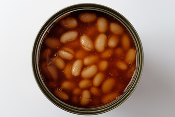 baked beans on a white background