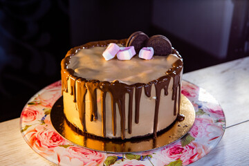 chocolate mousse cake with marshmallows