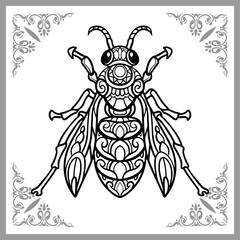 Stinger bee zentangle arts isolated on white background