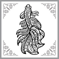 Betta fish zentangle arts isolated on white background