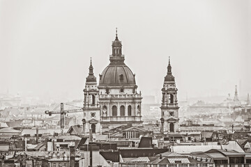 Budapest St. Stephens Basilica city aerial view