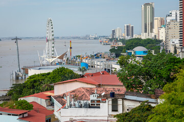 Guayaquil, Ecuador. Traditional colonial architecture in second largest city in Ecuador. Popular tourist destination.