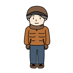 防寒具を着た男性のイラスト