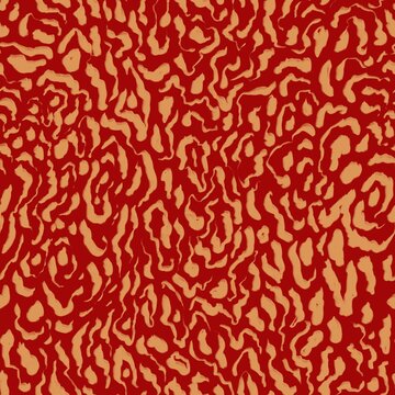 Red and beige pattern with wavy squiggles