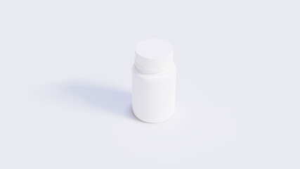 Single White Medicine Bottle With Black Cap