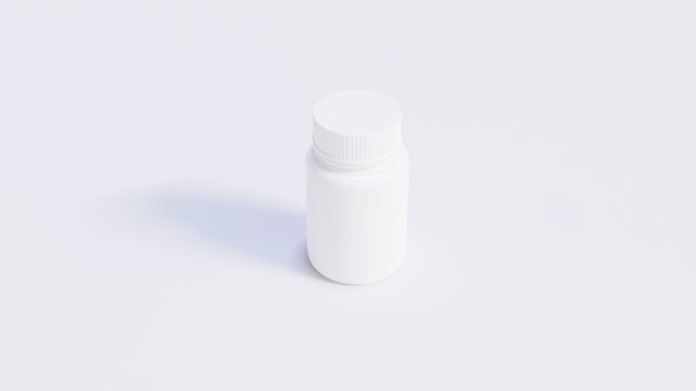Single White Medicine Bottle With Black Cap
