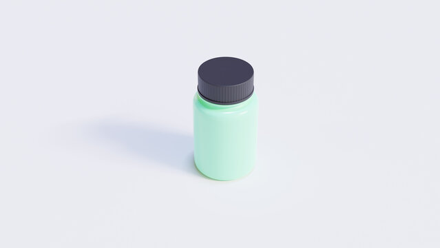 Single Green Medicine Bottle With Black Cap