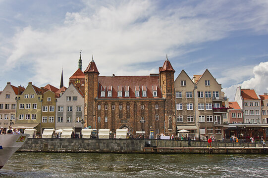  old buildings on the banks of the canal in the historical part of the city  in Gdansk, Poland