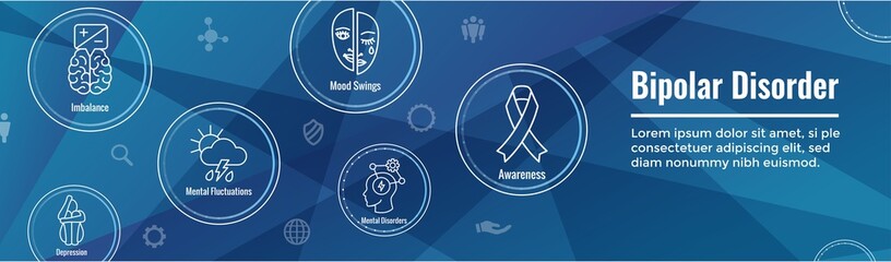 Bipolar Disorder or Depression BP Icon Set & Web Header Banner