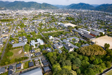 萩市の武家屋敷街のドローン空撮