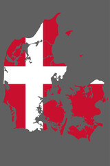 Map Denmark with flag europe cartography