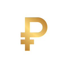 Obraz premium Ruble icon with gold gradient