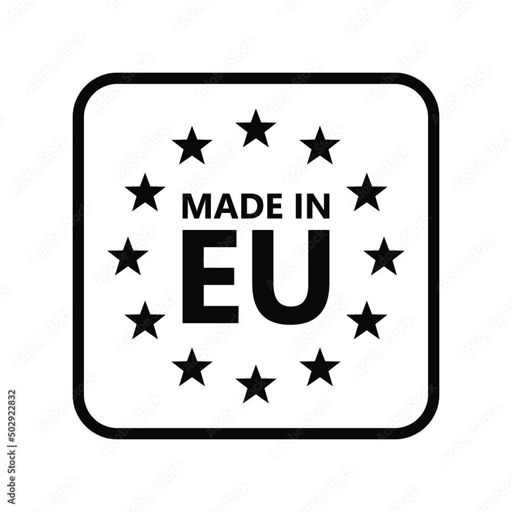 Wall mural made in eu. ce mark. european union logo. vector illustration. eu flag icon with stars.