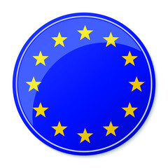 European union logo. Vector illustration. EU flag icon with round stars. Glossy button