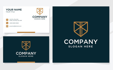 Letter KK with shield logo suitable for company with business card template
