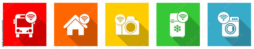 Fototapete Set of colorful web flat design smart devices vector icons, mobility concept buttons for webdesign and mobile applications on white background
