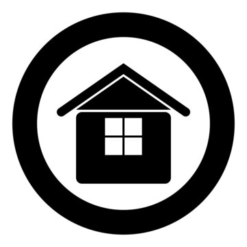 Home icon in circle round black color vector illustration image solid outline style