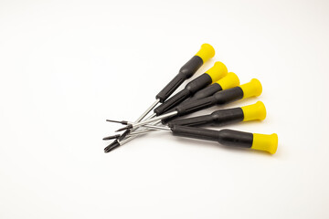 Screwdrivers on a white background