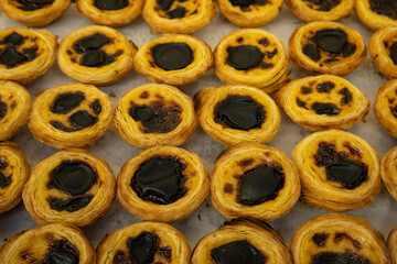 Cake from Portugal called "pastel de belem". Puff pastry filled with pastry cream.