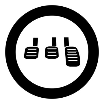 recommend clip art: Pedals brake clutch accelerator manual transmission car icon in circle round black color vector illustration image solid outline style